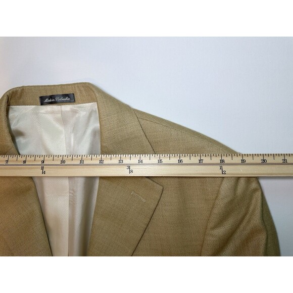 Oscar De La Renta Silk Wool Blend Tan Blazer Sport Jacket Lined Men's 42R - Picture 8 of 12